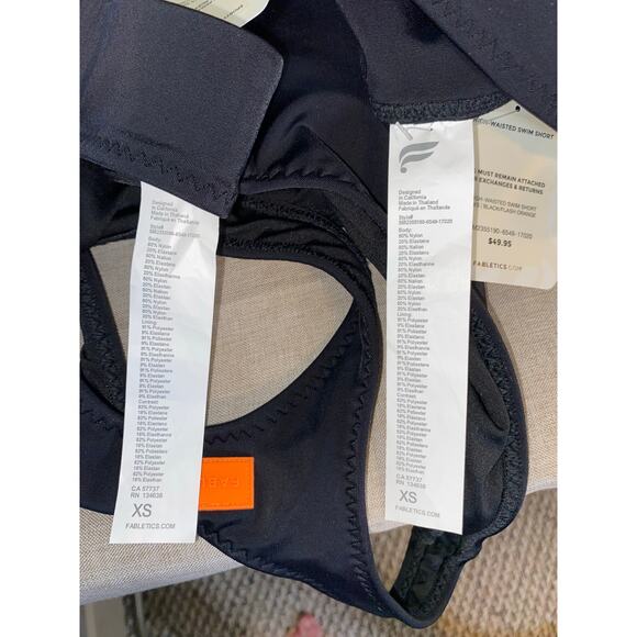 NWT $99 Fabletics XS Black Sporty Racerback High-Waisted Swim Tank Shorts Set - Picture 9 of 12